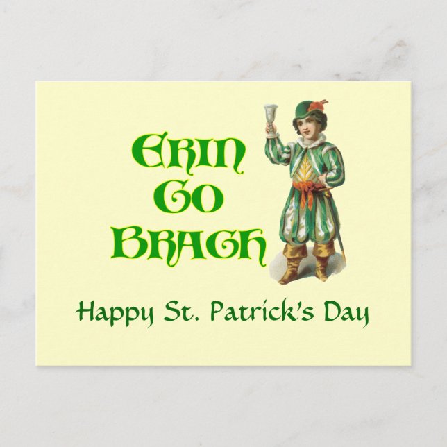 Postale Erin Go Braugh Vintage Irish Carte personnalisée (Devant)