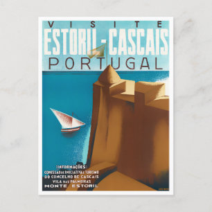 Postale Estoril Cascais Portugal voyage vintage Carte post