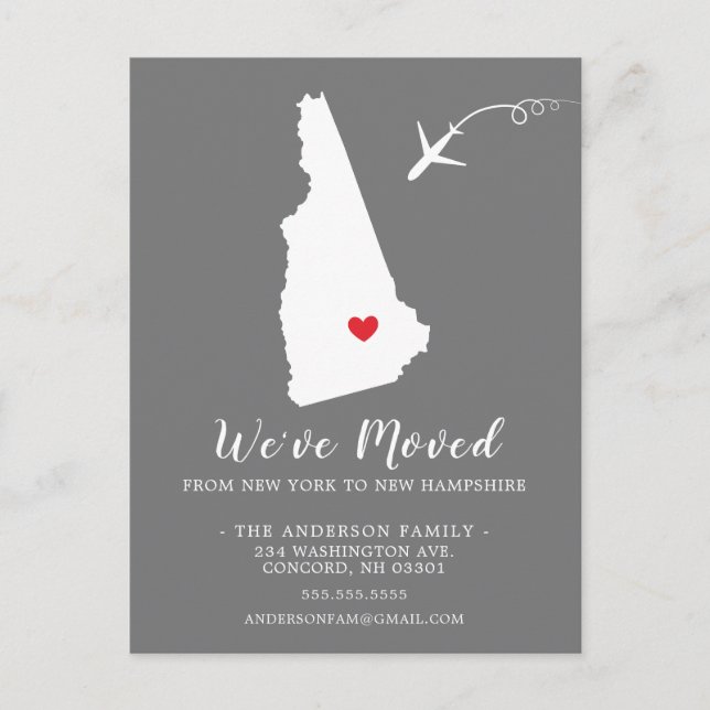Postale Etat de déménagement NOUVEAU HAMPSHIRE Carte posta (Devant)
