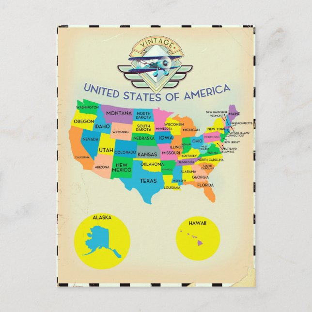 Postale États-Unis d'Amérique Style vintage Carte (Devant)