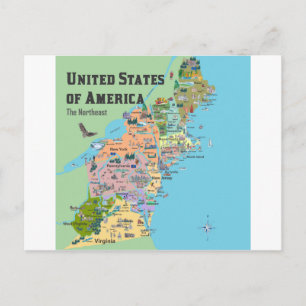Postale États-Unis Nord-Est Carte de Voyage - Nouvelle-Ang