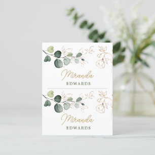 Postale Eucalyptus Feuille Gold Floral Place carte
