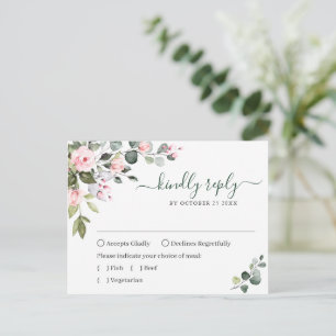 Postale Eucalyptus Greenery Blush Roses mariage carte RSVP