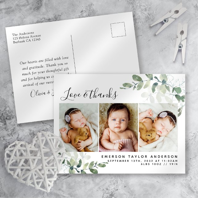 Postale Eucalyptus Photo Carte de remerciements bébé (Créateur téléchargé)
