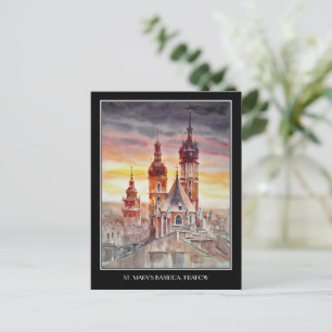 Postale EVE Peint Cracovie, Pologne Carte de la vieille vi