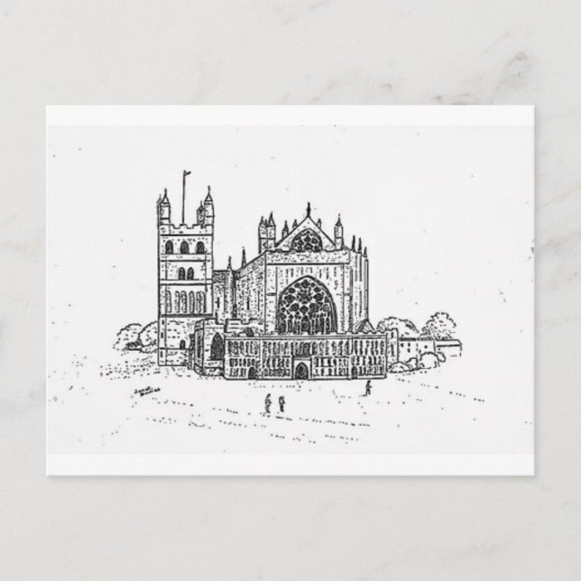 Postale Exeter Cathedral noir blanc carte postale, personn (Devant)