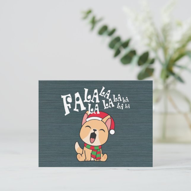 Postale Fa La La La La Christmas Chant Chien | Carte posta (Debout devant)