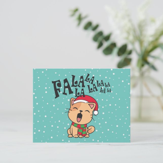 Postale Fa La La La La Christmas Chant de chat | Carte pos (Debout devant)