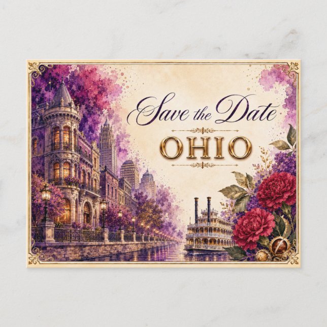 Postale Faire carte de mariage Ohio pour annoncer la date (Devant)