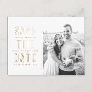 Postale Faire-part Anneaux d'or moderne Enregistrer la date Carte pos