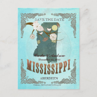 Postale Faire-part Aqua Enregistrer La Date - MS Carte Avec De Beaux 