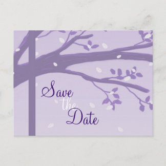 Postale Faire-part Arbre en silhouette violet carte de sauvegarde pos
