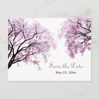 Postale Faire-part Arbres Rose Pastel - Carte de Sauvegarde de Date