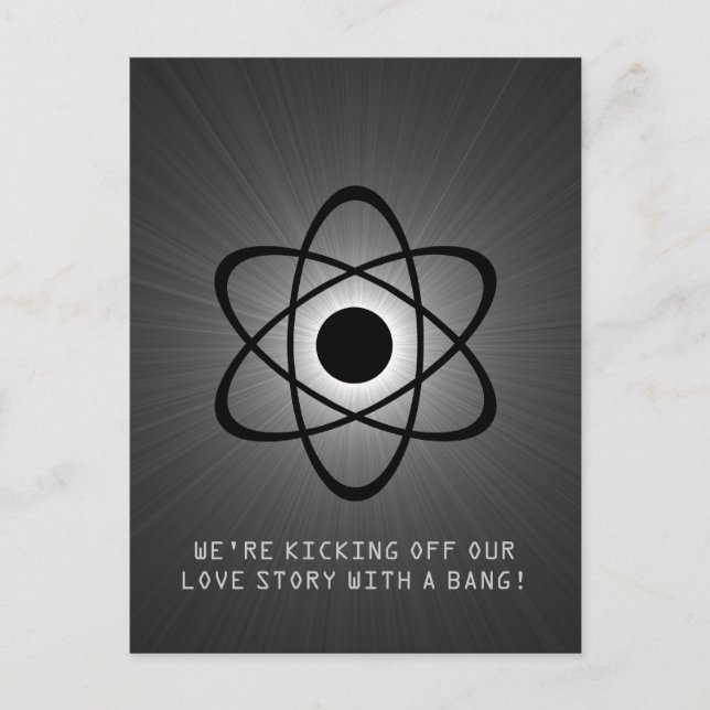 Postale Faire-part Atomic Enregistrer la date carte postale, Gris (Devant)