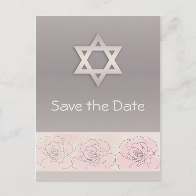 Postale Faire-part Bat mitzvah rose roses Enregistrer la date Carte p (Devant)