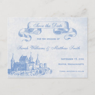 Postale Faire-part Blue Fairytale Wedding Enregistrer la date Carte p