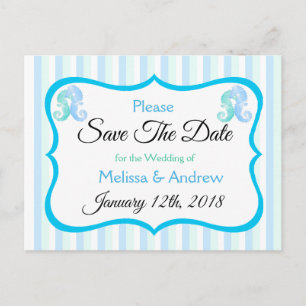 Postale Faire-part Blue Green Oceanic Beach Enregistrer la date Carte