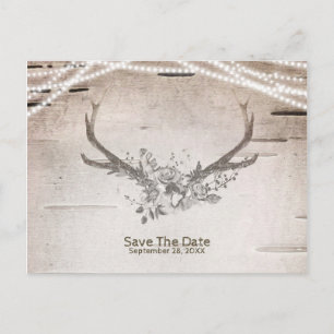 Postale Faire-part Bois de cerf et bouleau mariage vintage carte de s
