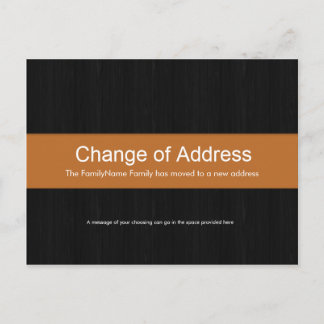 Postale Faire-part Bois foncé et orange Changement d'adresse Carte po