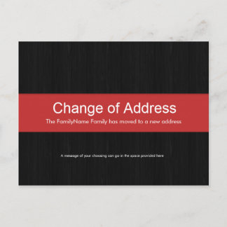 Postale Faire-part Bois foncé et rouge Changement d'adresse Carte pos