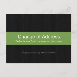 Postale Faire-part Bois foncé et vert Changement d'adresse Carte post