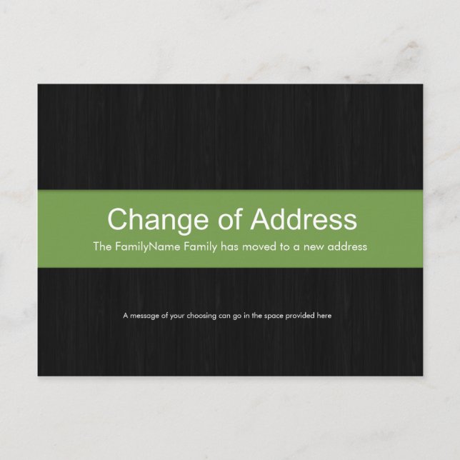 Postale Faire-part Bois foncé et vert Changement d'adresse Carte post (Devant)