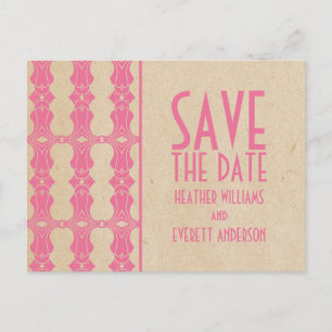 Postale Faire-part Bordure Art déco rose Enregistrer la date Carte po