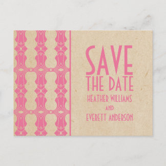 Postale Faire-part Bordure Art déco rose Enregistrer la date Carte po