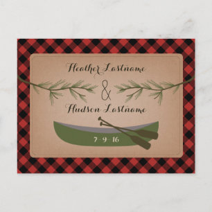 Postale Faire-part Branches de sapin + Carte de sauvegarde de canoë à