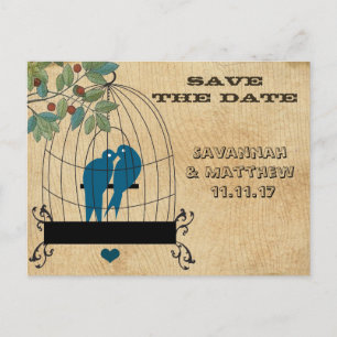 Postale Faire-part Cage d'oiseaux Enregistrer la date sur la carte po