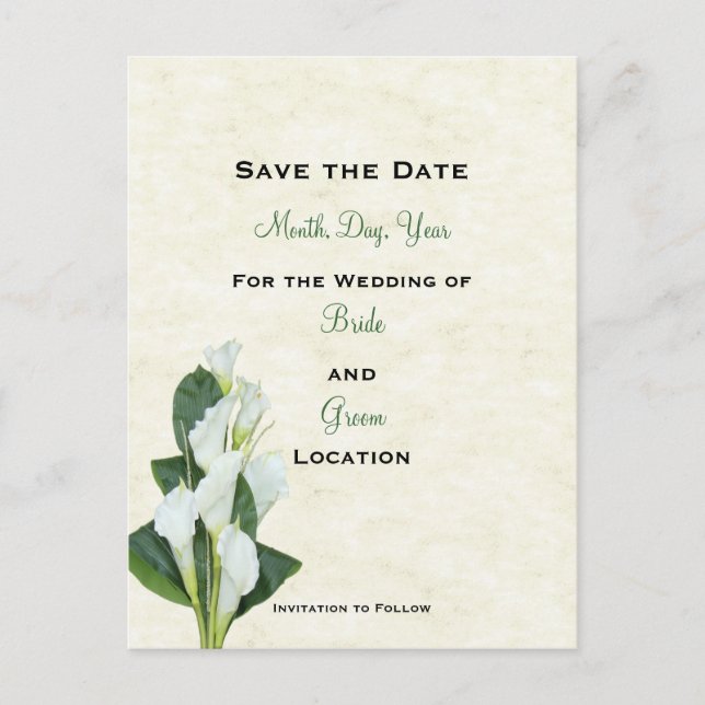 Postale Faire-part Calla Lilly Enregistrer La Carte Date (Devant)