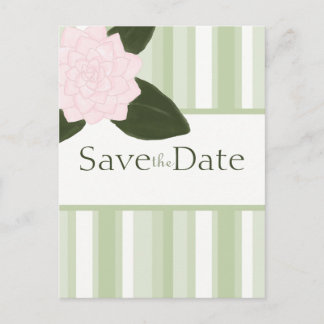 Postale Faire-part Camellia et Stripes Enregistrer la date Carte post