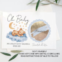 Carte à gratter DIY Baby Shower Ours Lune