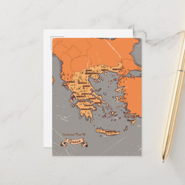 Postale Faire-part Carte ancienne des comtés de Grèce (Devant/Arrière en situation)