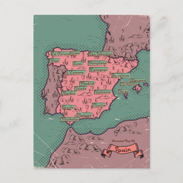 Postale Faire-part Carte ancienne vintage d'Espagne (Devant)