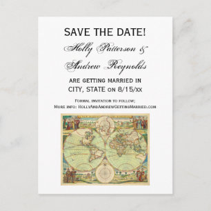 Postale Faire-part Carte antique du monde #4
