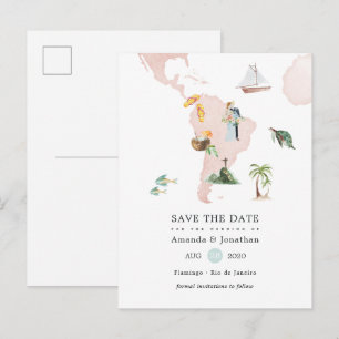 Postale Faire-part Carte aquarelle d'annonce de mariage de destinatio