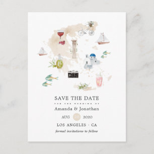 Postale Faire-part Carte aquarelle de Grèce mariage de destination