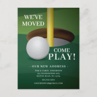 Carte d'annonce de déménagement de balle de golf