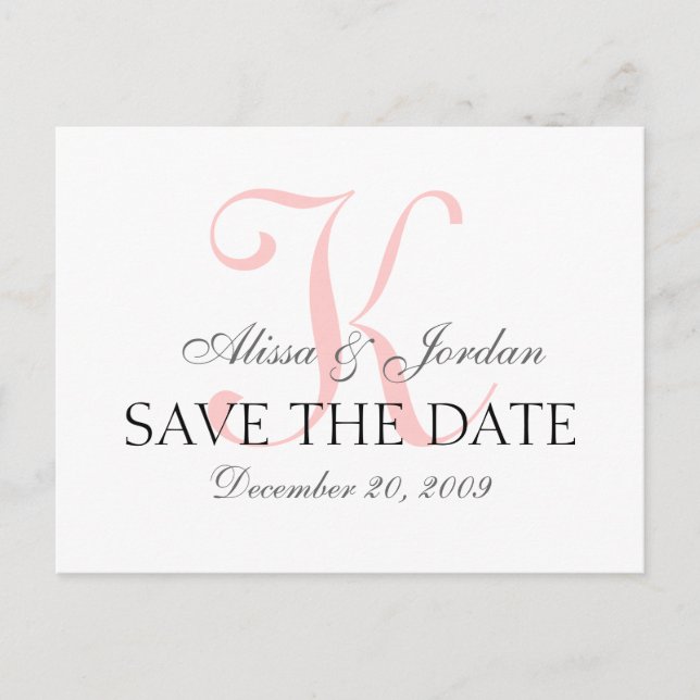 Postale Faire-part Carte d'annonce de monogramme de mariage à date à  (Devant)