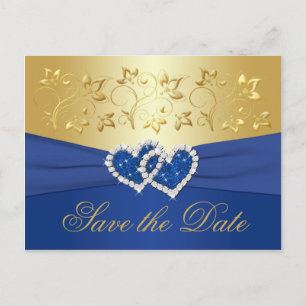 Postale Faire-part Carte de conservation de date florale bleue royale
