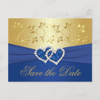 Postale Faire-part Carte de conservation de date florale bleue royale