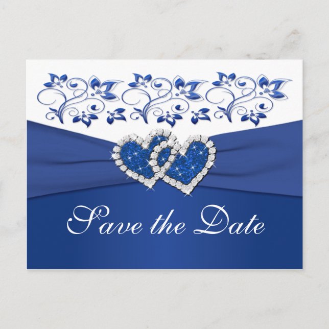 Postale Faire-part Carte de conservation Royal Blue et Blanc (Devant)