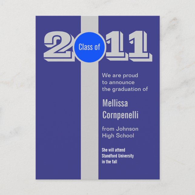 Postale Faire-part Carte de déclaration de remise de diplôme argent b (Devant)