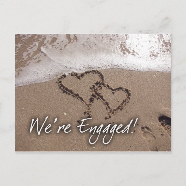 Postale Faire-part Carte de fiançailles d'amour sur la plage (Devant)