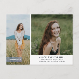 Postale Faire-part Carte de fin d'études à double cadre