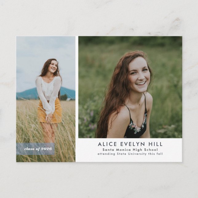 Postale Faire-part Carte de fin d'études à double cadre (Devant)