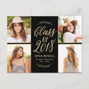 Postale Faire-part Carte de fin d'études modifiable RADIANT BRANCHES 