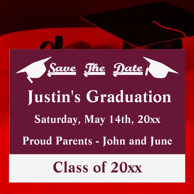 Postale Faire-part Carte de Graduation « Save The Date » avec Marron (Créateur téléchargé)