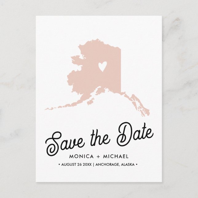 Postale Faire-part Carte de l'Alaska pour mariage de destination - TO (Devant)